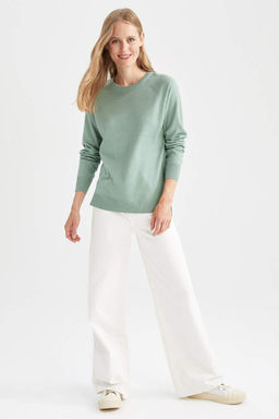 Очень мягкий свитер с кашемировой текстурой и круглым вырезом Relax Fit - Defacto фото 2