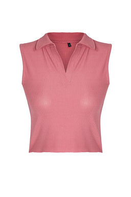 Trendyolmilla Siyah Fitted/Vucuda Oturan Polo Yaka Crop Esnek Orme Bluz TWOSS22BZ0335  фото 26