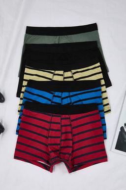 Cok Renkli 5li Desenli/Duz Paketli Boxer TMNAW25BX00003