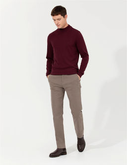 A__k Kahverengi Regular Fit Kanvas Pantolon