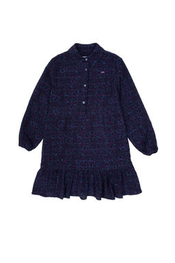 K_z _ocuk Lacivert Dokuma Elbise