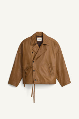 CAZADORA RELAXED FIT PIEL NAPA / Tostado - Zara фото 4