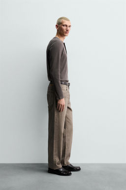 COTTON - HEMP BUTTON-NECK T-SHIRT - Zara фото 4