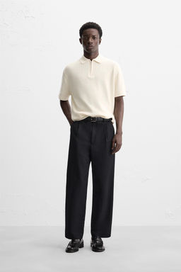 PURL KNIT POLO SHIRT WITH ZIP