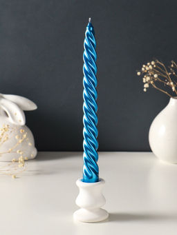Набор свечей витых, 2.3×24.5 см, 5 ч, 50 г, 2 шт., синий металлик