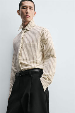 STRIPED SHIRT WITH CONTRAST TIE - Zara фото 6