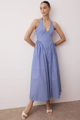 Pembe Potikare Desenli Belden Ac?lan Dokuma Maxi Elbise TWOSS25EL00874 - Trendyolmilla фото 2