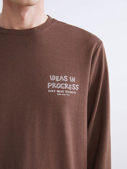 Bisiklet Yaka Bask?l? Erkek Sweatshirt