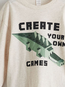 Bisiklet Yaka Bask?l? Erkek ?ocuk Ti??rt