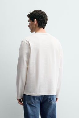 CAMISETA MEDIUM WEIGHT MANGA LARGA / Blanco - Zara фото 3
