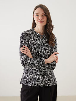 Ba?lamal? Yaka Desenli Kad?n Bluz