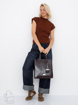 Сумка женская кожаная 91147-1SP coffee Velina Fabbiano-Safenta в Новосибирске