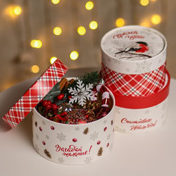 Набор новогодних коробок 3 в1 «Время чудес» 16×10, 14×9, 13×8.5 см