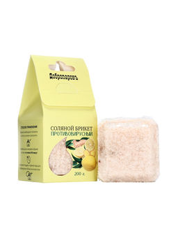 Соляной брикет куб «Противовирусный» 200 г «Добропаровъ» лимон, имбирь