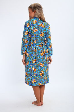 Халат женский из фланели Маша макси цветы