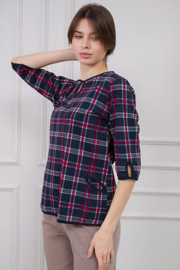 Кофта женская из интерлока Анфиса серо-красный - Амадэль фото 2