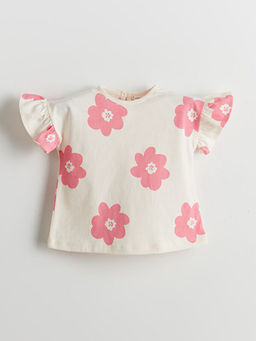 Bisiklet Yaka ?i?ekli K?z Bebek Ti??rt 2li