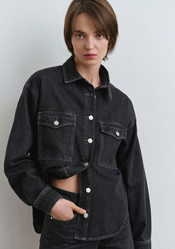 Bekka Classic Denim Gri Jean Gomlek