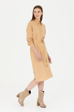 Женское тканое платье песочного цвета - U.s. polo assn фото 11