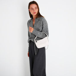 Сумка-багет на молнии, цепочка, цвет белый - Simaland фото 11