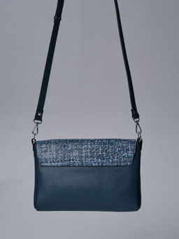 Сумка кожаная на плечо Deboro 30181 синяя волна