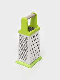 Тёрка четырёхгранная Доляна «Энергия», 10×8×20 см, прорезиненное дно, нержавеющая сталь, зелёная