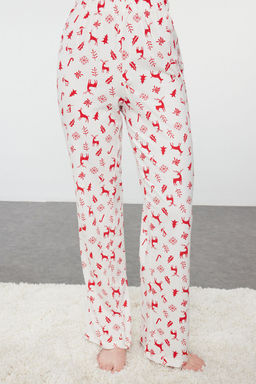 K?rm?z? %100 Pamuklu Y?lbas? Temal? Orme Pijama Tak?m? THMAW25PT00117