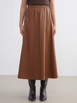 Beli Lastikli Deri G?r?n?ml? Klo? Etek