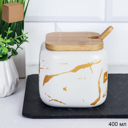 Сахарница 400 мл с ложкой / CF394 /уп 54/ белая