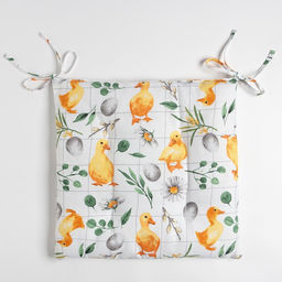 Сидушка на стул Доляна Duckling 42х42 см, 100% хлопок, рогожка 164 г/м2  фото 2