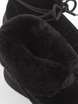 04-PAL271-1Z BLACK Ботинки зимние женские (натуральная замша, 100% шерсть, натуральный мех)