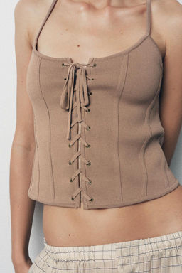 LACE-UP KNIT CORSET - Zara фото 4