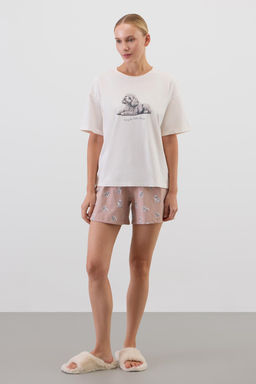 Е 20195/белая лилия,забавные пудели пижама жен