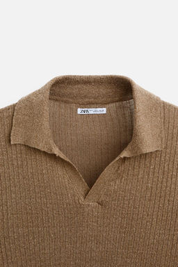 LINEN - VISCOSE KNIT POLO SHIRT - Zara фото 4