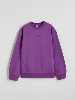 Bask?l? K?z ?ocuk Kal?n Sweatshirt