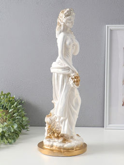 Фигура "Девушка с виноградом" белый с золотом, 50х20х20 см