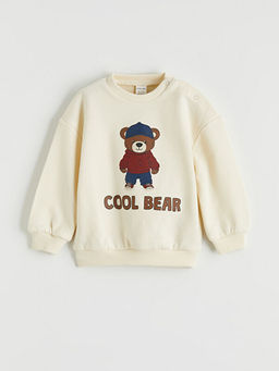 Bask?l? Erkek Bebek Sweatshirt ve E?ofman Alt?