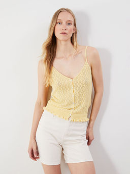 V Yaka Ajurlu ?p Ask?l? Kad?n Triko Atlet