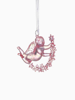 Цена за 2 шт. Ёлочная игрушка Зимнее волшебство. Ангел на звездах пластик, 78 см, сиреневый перелив фото 10