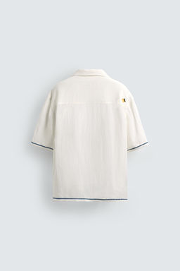 CAMISA VISCOSA - LINO BORDADOS CONTRASTE / Blanco - Zara фото 7