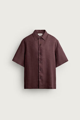 CAMISA RELAXED FIT 100% LINO / Burdeos