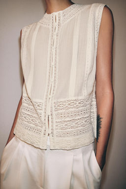 BLUSA PUNTILLA MANGA SISA ZW COLLECTION / Crudo - Zara фото 2