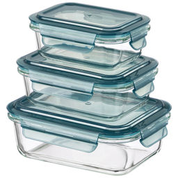 Набор 3 прямоугольных контейнеров 370 мл, 640 мл, 1040 мл с пластик. крышк. с защел., с сил.уплотн