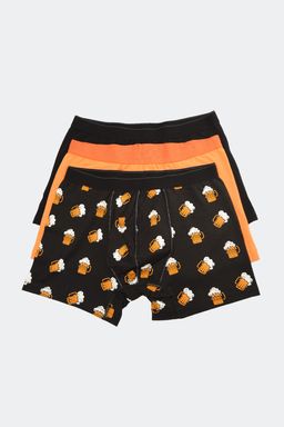 TRENDYOL MAN Cok Renkli Desenli-Duz 3lu Paket Pamuklu Boxer TMNAW22BX0010