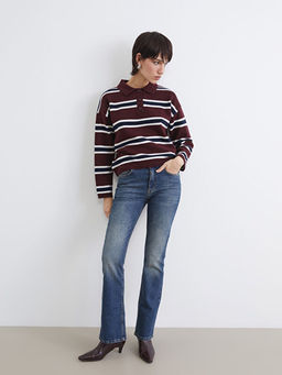 Y?ksek Bel Flare Kad?n Jean Pantolon