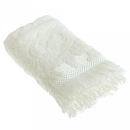 Полотенце махровое "Вензель" 34х75см, хлопок 100%, с бахромой, молочный (Китай)