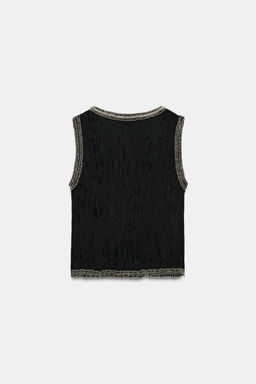 TOP JACQUARD ABALORIOS ZW COLLECTION / Negro