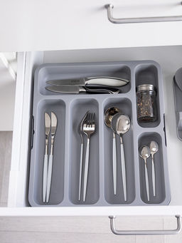 Органайзер для столовых приборов 31x35,5x5,5 серый полипропилен - Denastia фото 7