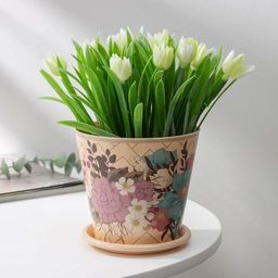 Цена за 2 шт. Горшок для цветов Доляна «Фрезия», 800 мл, цвет бежевый