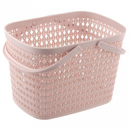 "Домашняя мода" Корзина пластмассовая для хранения "Вязанка" 26х18см h18см, с ручками, розовый (Китай)